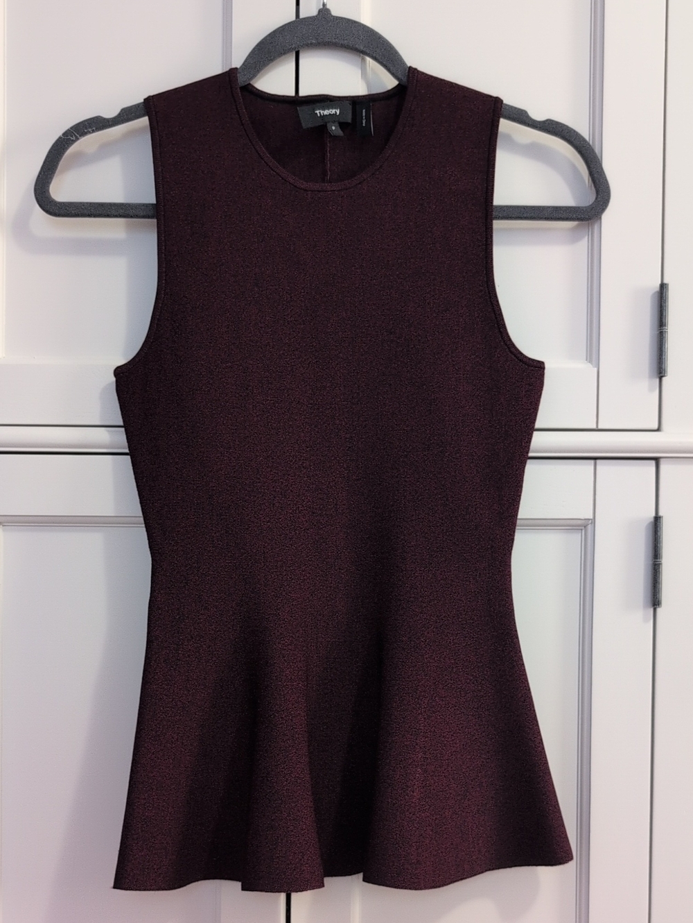 Theory Sleeveless Peplum Top - Deep Burgundy